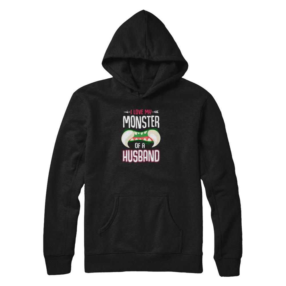 Monster Of A Husband Funny Couples Halloween-T-Shirt & Tank Top-Pullover Hoodie-Black