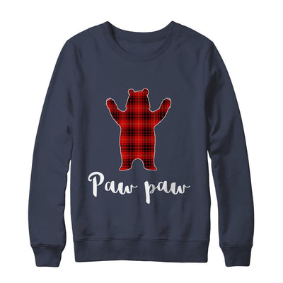Red Paw Paw Bear Buffalo Plaid Family Christmas Pajamas-T-Shirt & Sweatshirt-Crewneck Sweatshirt-Navy