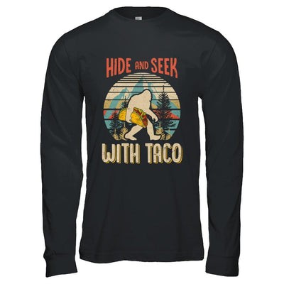 Bigfoot Carrying Taco Hide And Seek Sasquatch-T-Shirt & Hoodie-Long Sleeve T-Shirt-Black