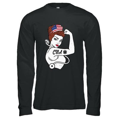 Nursing Strong Woman Cna Strong Nurse 4Th Of July-T-Shirt & Hoodie-Long Sleeve T-Shirt-Black