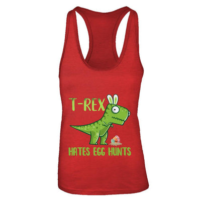 Funny Easter Bunny Dinosaur T-Rex Hates Egg Hunts-T-Shirt & Tank Top-Women's Ideal Racerback Tank-Red