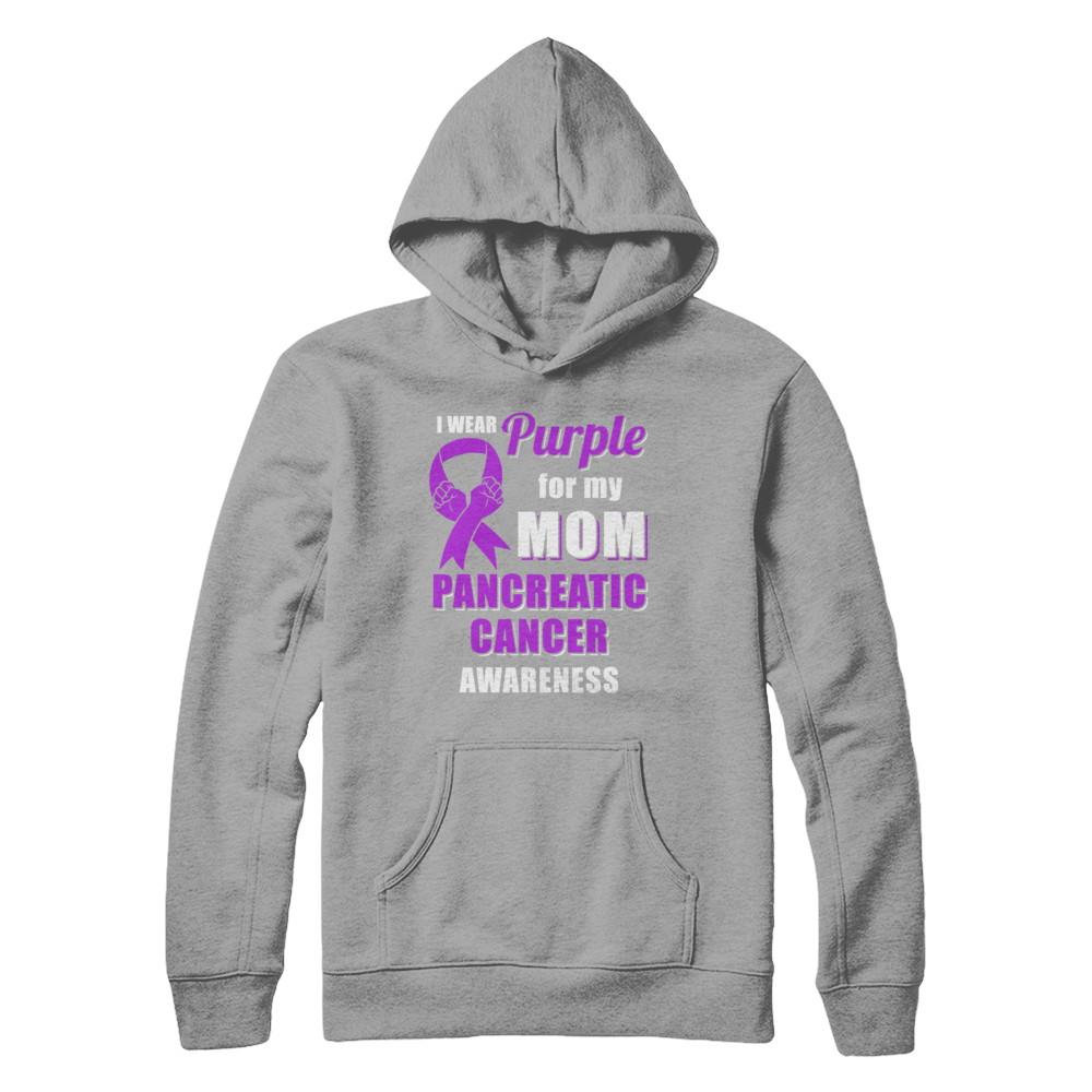 I Wear Purple For My Mom Pancreatic Cancer Son Daughter-T-Shirt & Hoodie-Pullover Hoodie-Light Steel
