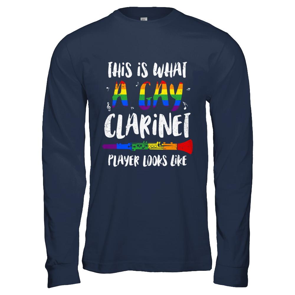 This Is What A Gay Clarinet Player Looks Like LGBT-T-Shirt & Hoodie-Long Sleeve T-Shirt-Navy