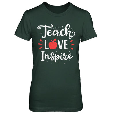 Teach Love Inspire Teacher Gifts-T-Shirt & Hoodie-Women's T-Shirt-Forest Green