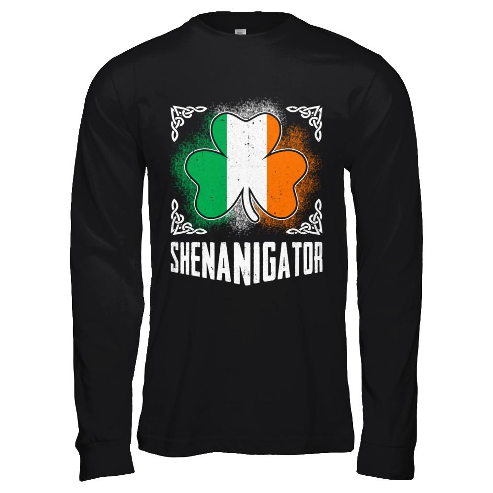 Shenanigator Happy St Patrick's Day-T-Shirt & Hoodie-Long Sleeve T-Shirt-Black