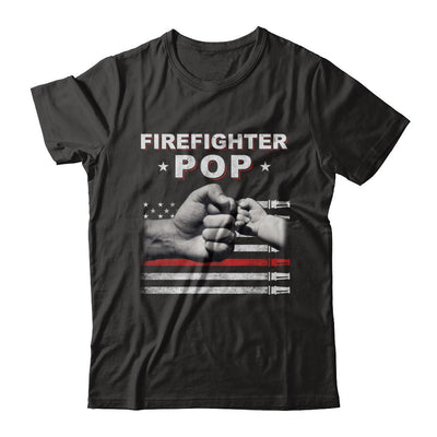 Firefighter Fireman Pop American Flag Fathers Day-T-Shirt & Hoodie-Classic T-Shirt-Black