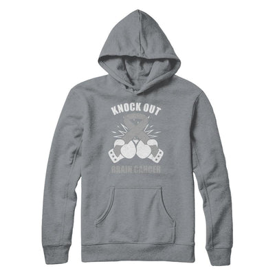 Boxing Knock Out Brain Cancer Awareness Support-T-Shirt & Hoodie-Pullover Hoodie-Light Steel