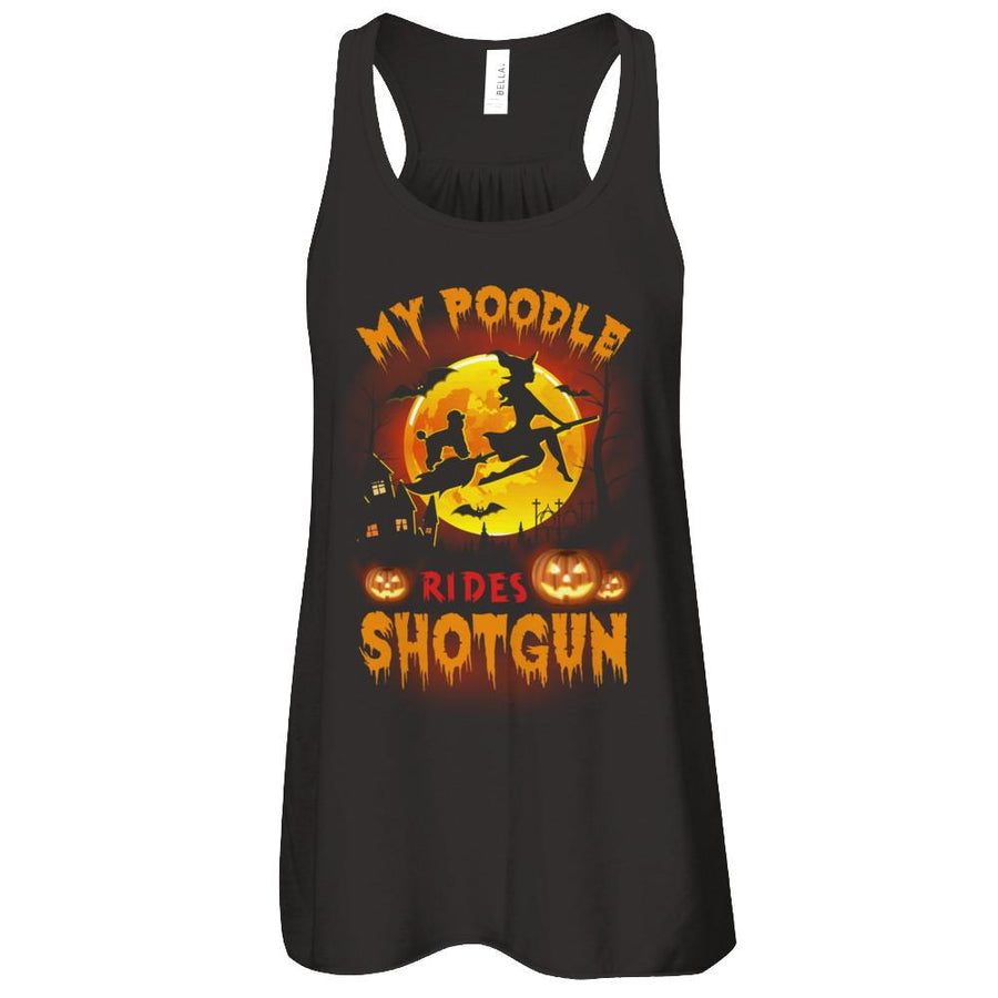 My Poodle Rides Shotgun Halloween Dog-T-Shirt & Tank Top-Women's Flowy Racerback Tank-Black