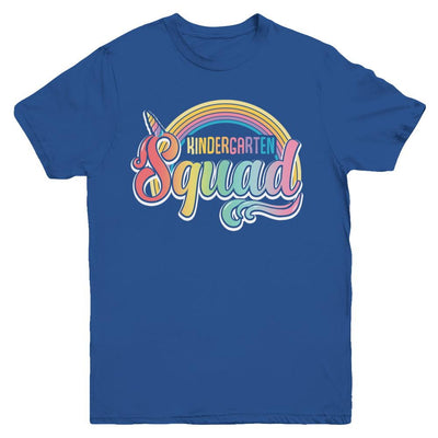 Kindergarten Squad Cute Rainbow Unicorn Back To School Youth-Youth Shirt-Youth T-Shirt-Royal