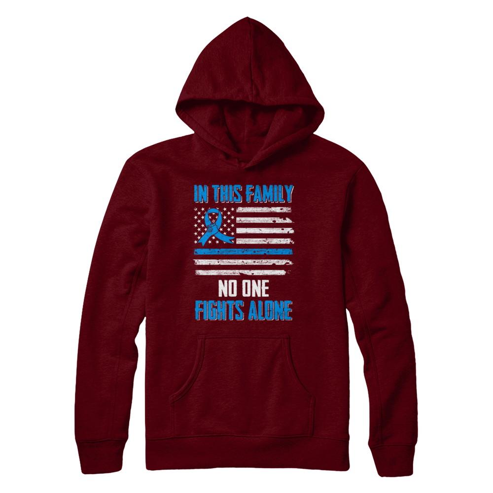 In This Family No One Fights Alone Prostate Cancer-T-Shirt & Hoodie-Pullover Hoodie-Maroon
