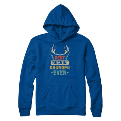 Vintage Best Buckin' Grandpa Ever Deer Hunting-T-Shirt & Hoodie-Pullover Hoodie-Deep Royal