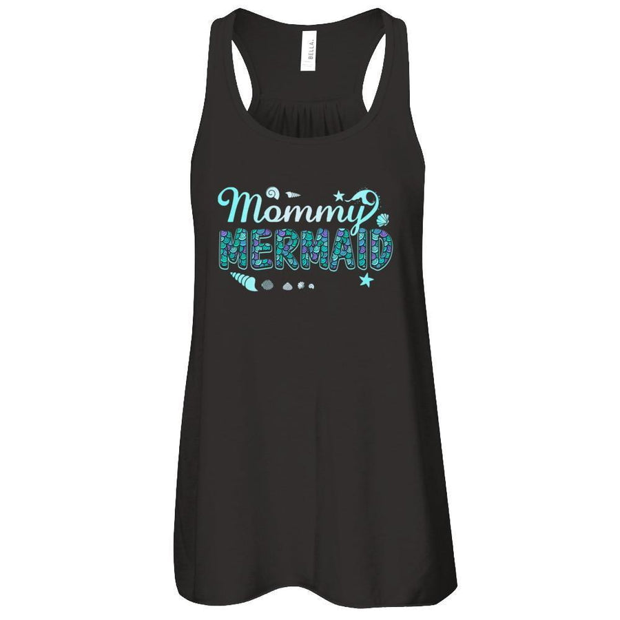 Mommy Mermaid-T-Shirt & Tank Top-Women's Flowy Racerback Tank-Black