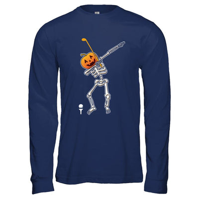 Halloween Dabbing Skeleton Golf-T-Shirt & Hoodie-Long Sleeve T-Shirt-Navy