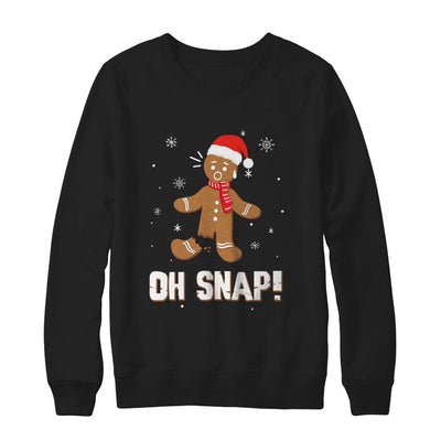 Oh Snap Funny Gingerbread Man Cute Christmas-T-Shirt & Sweatshirt-Crewneck Sweatshirt-Black