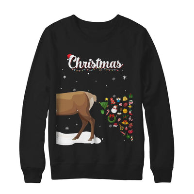 Couples Sick Reindeer Funny Ugly Christmas Sweater-T-Shirt & Sweatshirt-Crewneck Sweatshirt-Black