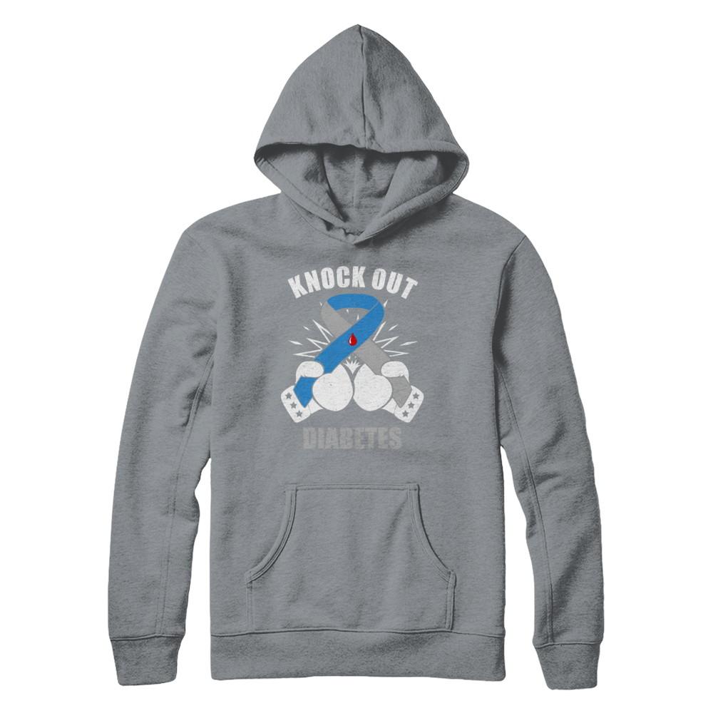 Boxing Knock Out Diabetes Awareness Support-T-Shirt & Hoodie-Pullover Hoodie-Light Steel