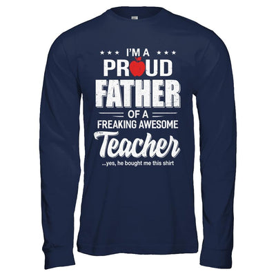 I'm A Proud Father From Awesome Teacher Son Dad-T-Shirt & Hoodie-Long Sleeve T-Shirt-Navy