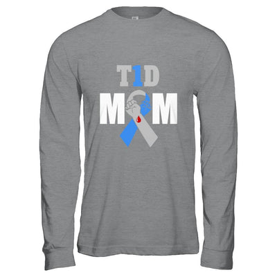 Diabetes awareness T1D Proud Type 1 Diabetes Mom-T-Shirt & Hoodie-Long Sleeve T-Shirt-Sport Grey