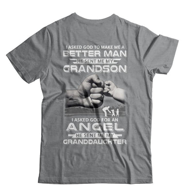 A Best Friend He Sent Me My Grandson & Angel Granddaughter-T-Shirt & Hoodie-Classic T-Shirt-Sport Grey