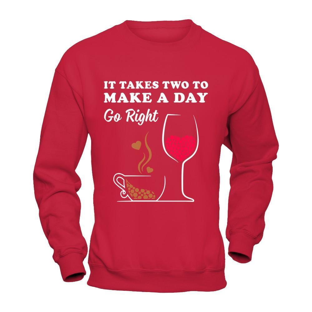 It Take Two To Make A Day Go Right-T-Shirt & Hoodie-Crewneck Sweatshirt-Red