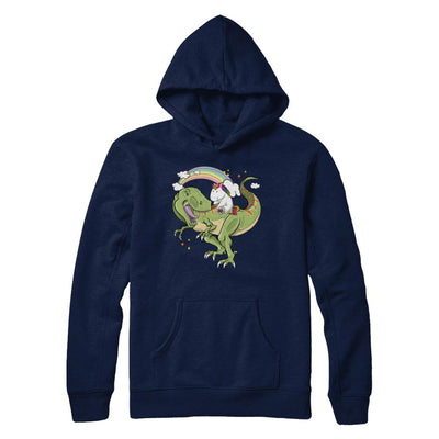 Unicorn Riding Dinosaur T Rex Unicorns Rainbow Gifts-T-Shirt & Hoodie-Pullover Hoodie-Navy