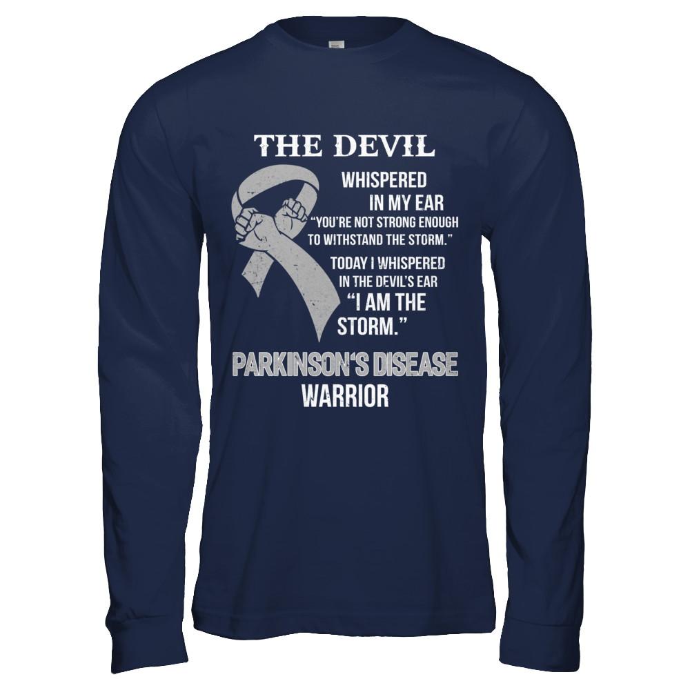 I Am The Storm Support Parkinson's Disease Awareness Warrior Gift-T-Shirt & Hoodie-Long Sleeve T-Shirt-Navy