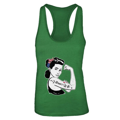 4Th Of July Veteran's Wife From Husband Army-T-Shirt & Tank Top-Women's Ideal Racerback Tank-Kelly Green