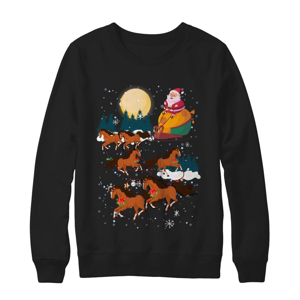 Funny Christmas Horse Reindeer Lover Santa Gift-T-Shirt & Sweatshirt-Crewneck Sweatshirt-Black