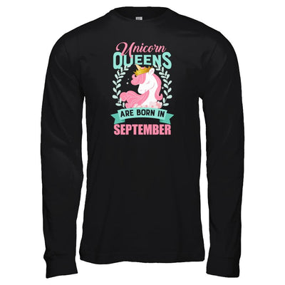 Unicorn Queens Are Born In September Birthday Gift-T-Shirt & Tank Top-Long Sleeve T-Shirt-Black