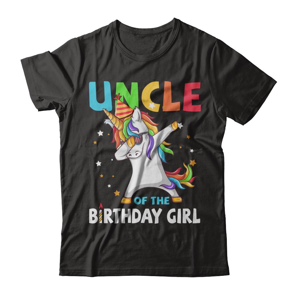UNCLE Of The Birthday Girl Dabbing Unicorn Party-T-Shirt & Hoodie-Classic T-Shirt-Black