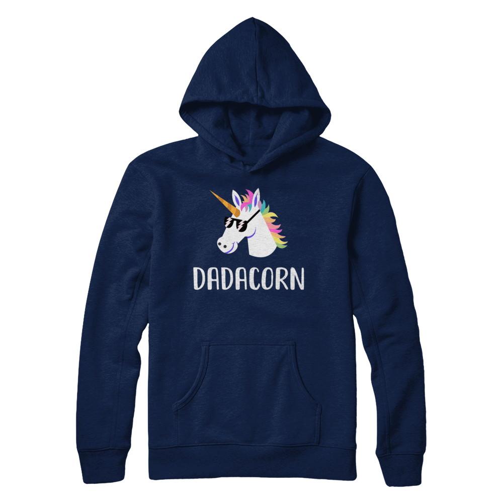 Unicorn Dad And Baby Dadacorn Daddy Fathers Day Gift-T-Shirt & Hoodie-Pullover Hoodie-Navy