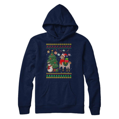 Funny Llama Christmas Cute Family Ugly Sweater-T-Shirt & Sweatshirt-Pullover Hoodie-Navy