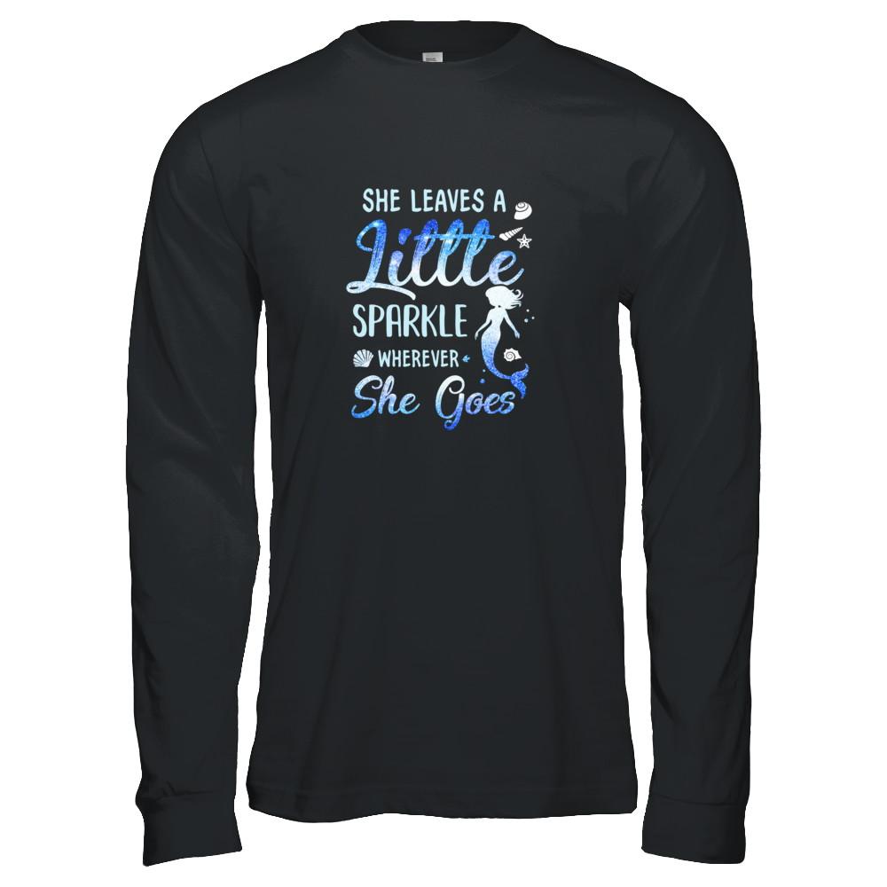 She Leaves A Little Sparkle Wherever She Goes Mermaid-T-Shirt & Tank Top-Long Sleeve T-Shirt-Black