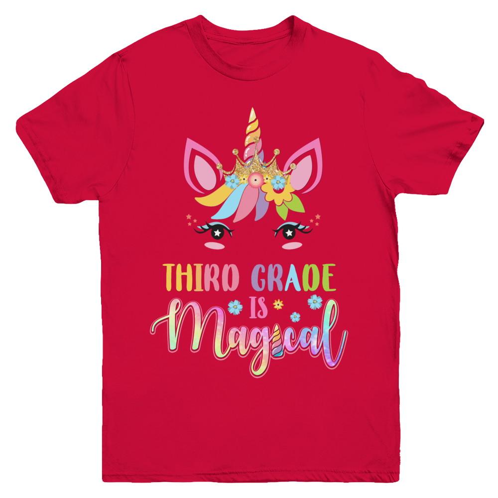 Third Grade is magical Unicorn Back to School 3rd Grade Youth-Youth Shirt-Youth T-Shirt-Red