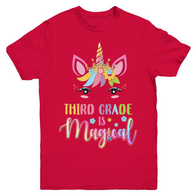 Third Grade is magical Unicorn Back to School 3rd Grade Youth-Youth Shirt-Youth T-Shirt-Red
