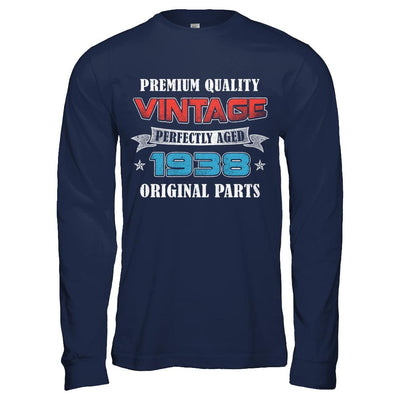 Vintage Premium Prefectly Aged 1938 83th Birthday Gift-T-Shirt & Hoodie-Long Sleeve T-Shirt-Navy