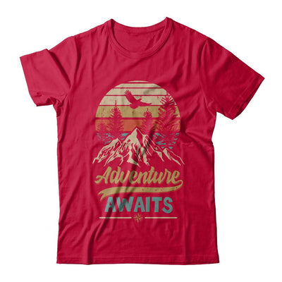 Vintage Adventure Awaits Camping Camper Outdoor Travel-T-Shirt & Hoodie-Classic T-Shirt-Red