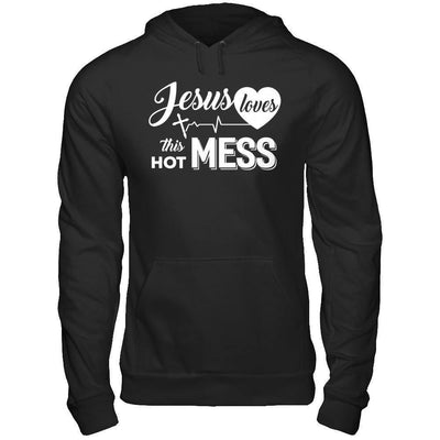Jesus Loves This Hot Mess-T-Shirt & Hoodie-Pullover Hoodie-Black