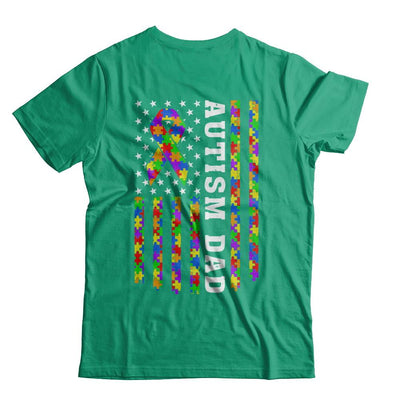Proud Autism Dad Us Flag Autistic Daddy Fathers Day-T-Shirt & Hoodie-Classic T-Shirt-Kelly Green
