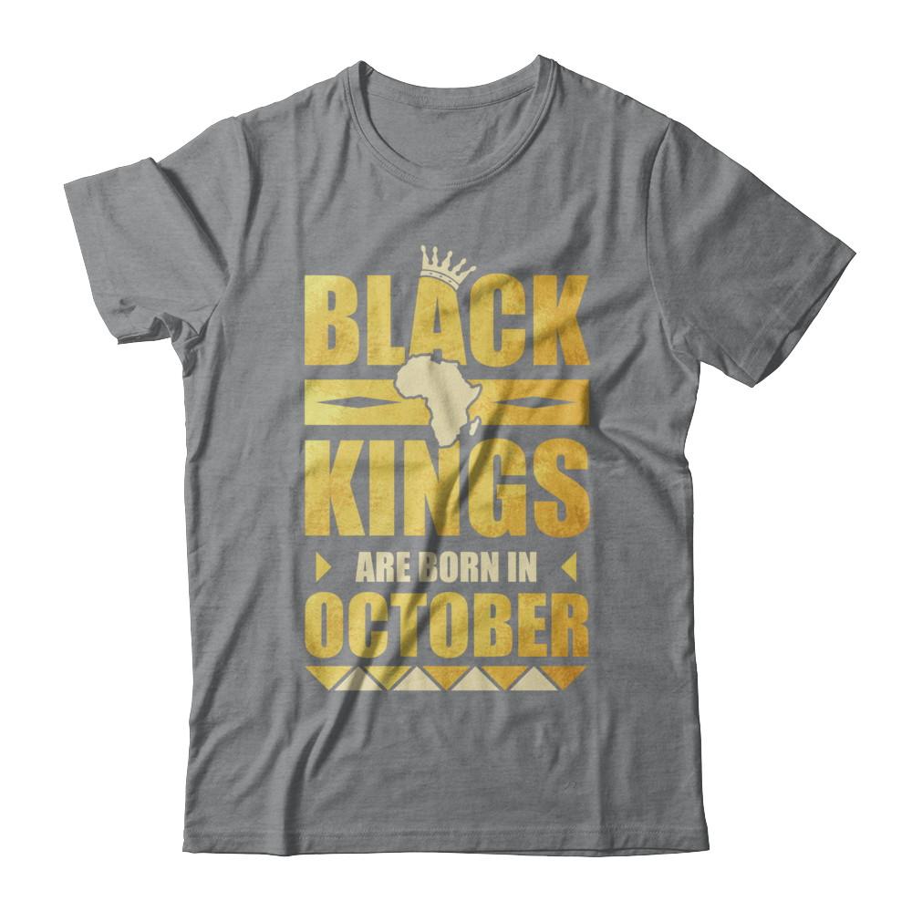 Black Kings Are Born In October Birthday-T-Shirt & Hoodie-Classic T-Shirt-Sport Grey