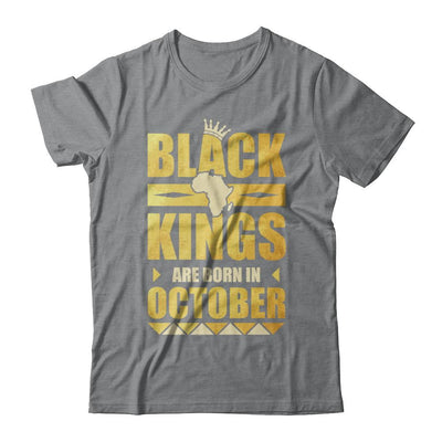 Black Kings Are Born In October Birthday-T-Shirt & Hoodie-Classic T-Shirt-Sport Grey