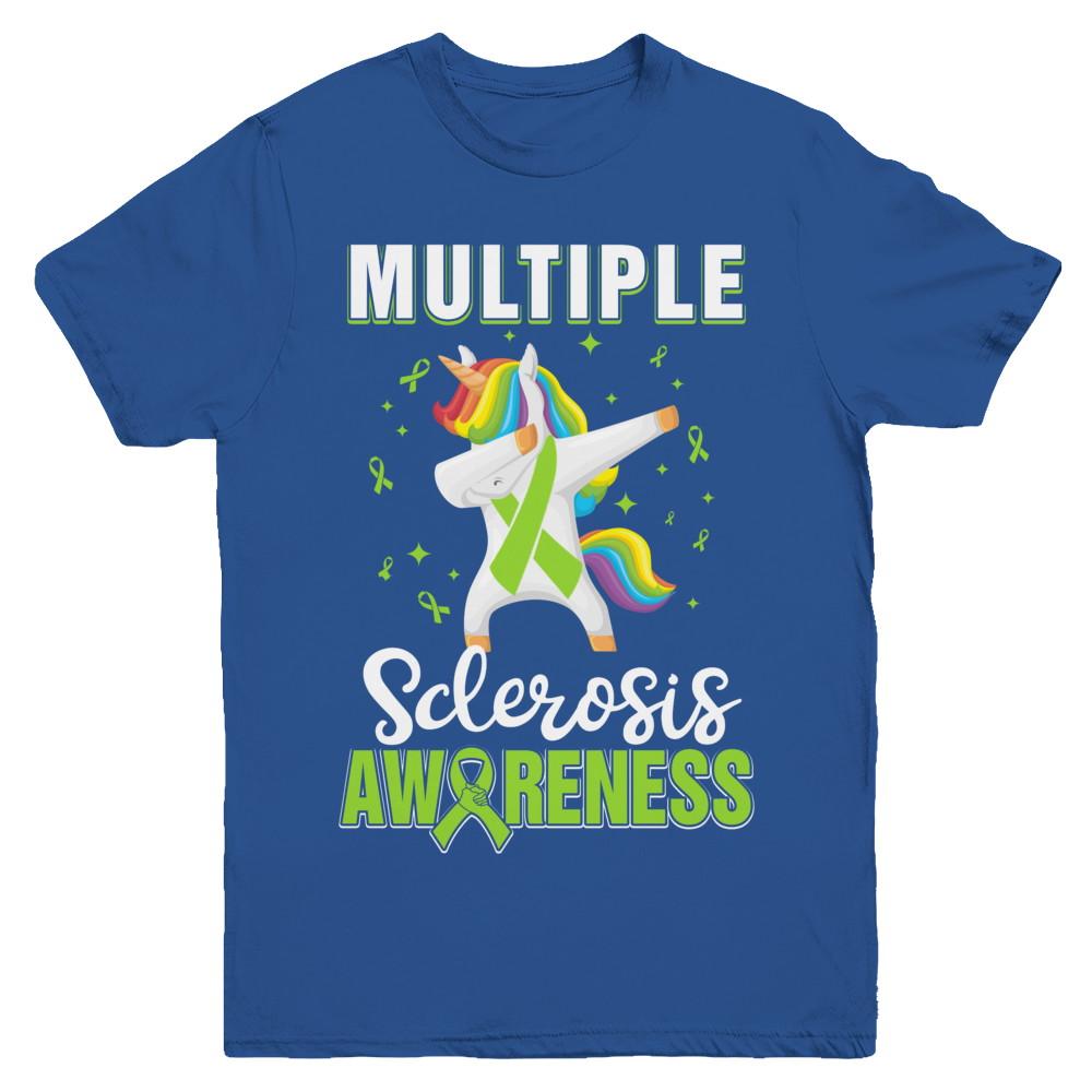 Inspirational Multiple Sclerosis Awareness Unicorn Support Youth-Youth Shirt-Youth T-Shirt-Royal