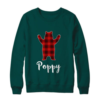 Red Poppy Bear Buffalo Plaid Family Christmas Pajamas-T-Shirt & Sweatshirt-Crewneck Sweatshirt-Deep Forest