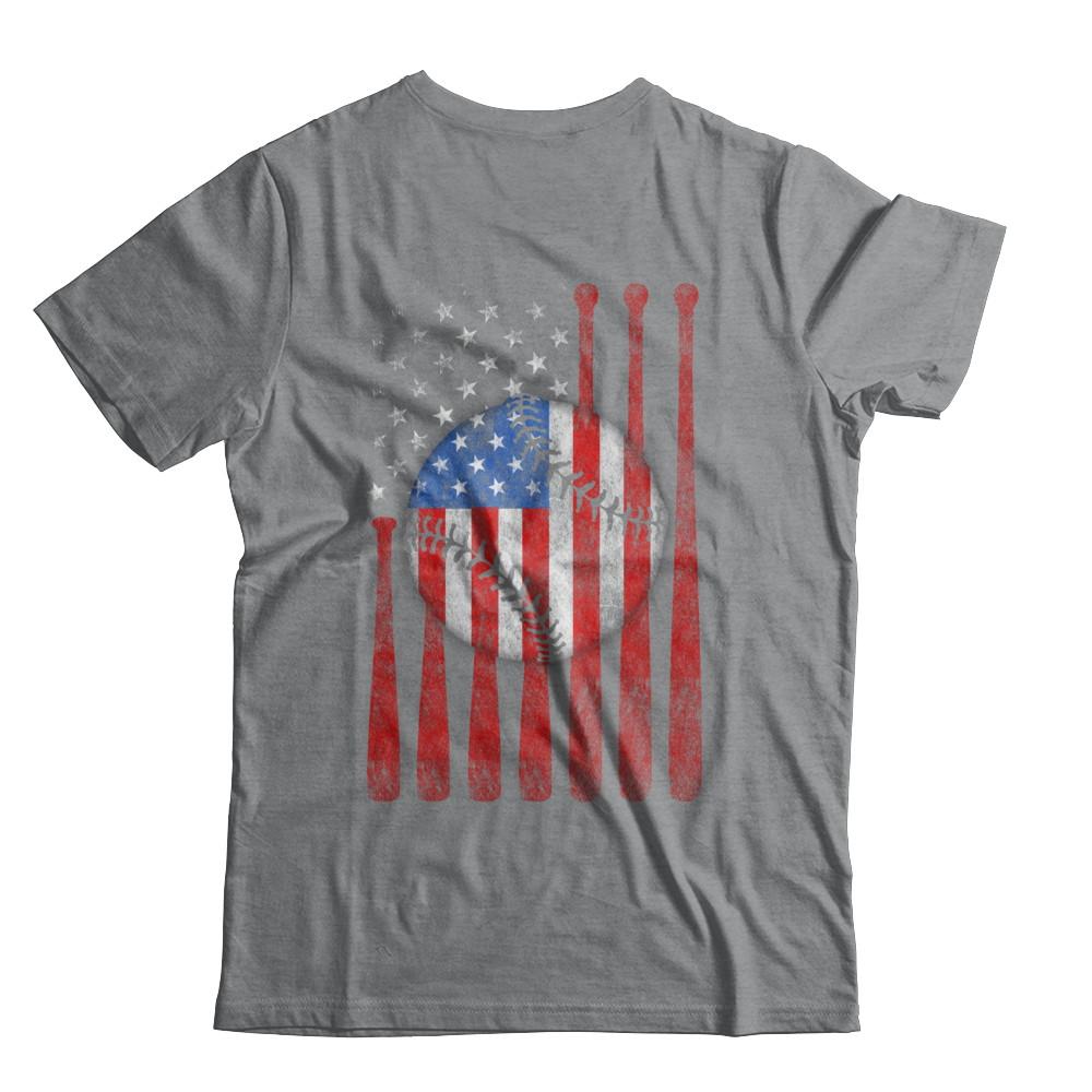 American Flag Vintage Baseball-T-Shirt & Hoodie-Classic T-Shirt-Sport Grey