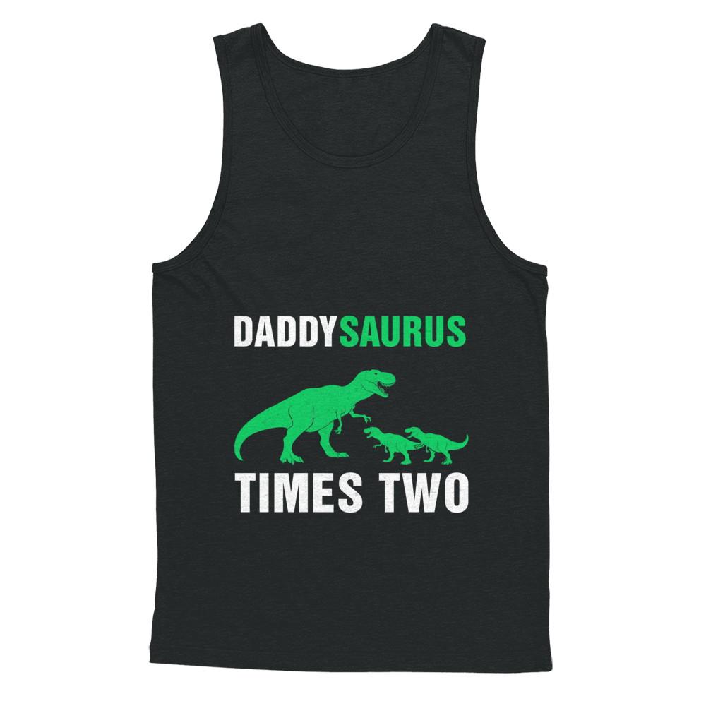 Daddysaurus Times Two Twins Fathers Day-T-Shirt & Hoodie-Unisex Tank-Black