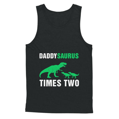 Daddysaurus Times Two Twins Fathers Day-T-Shirt & Hoodie-Unisex Tank-Black