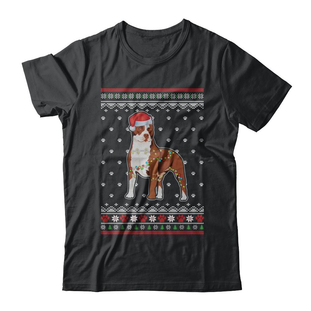 Pitbull Christmas Ugly Sweater Lights Dog Xmas Gift