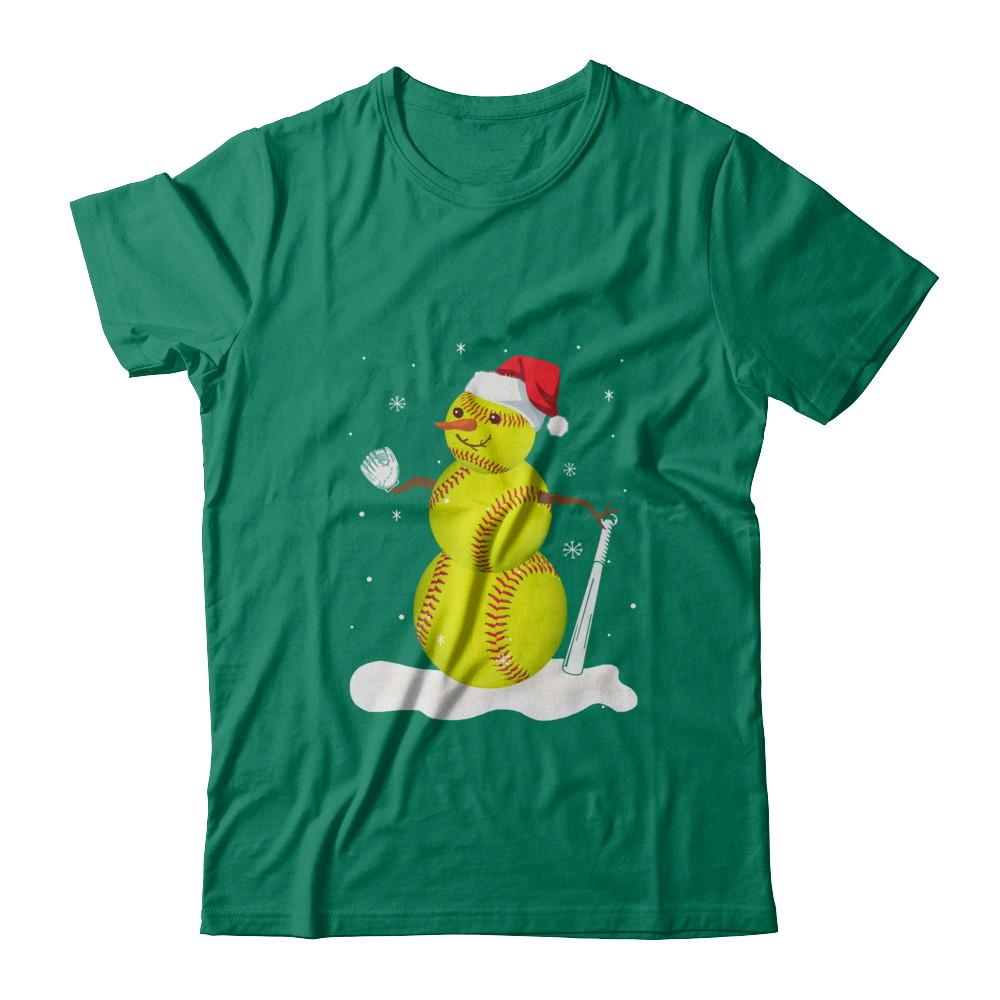 Christmas Softball Snowman Christmas-T-Shirt & Sweatshirt-Classic T-Shirt-Kelly Green