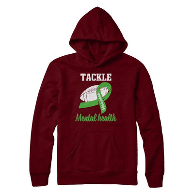 Football Survivor Tackle Green Mental Health Awareness-T-Shirt & Hoodie-Pullover Hoodie-Maroon