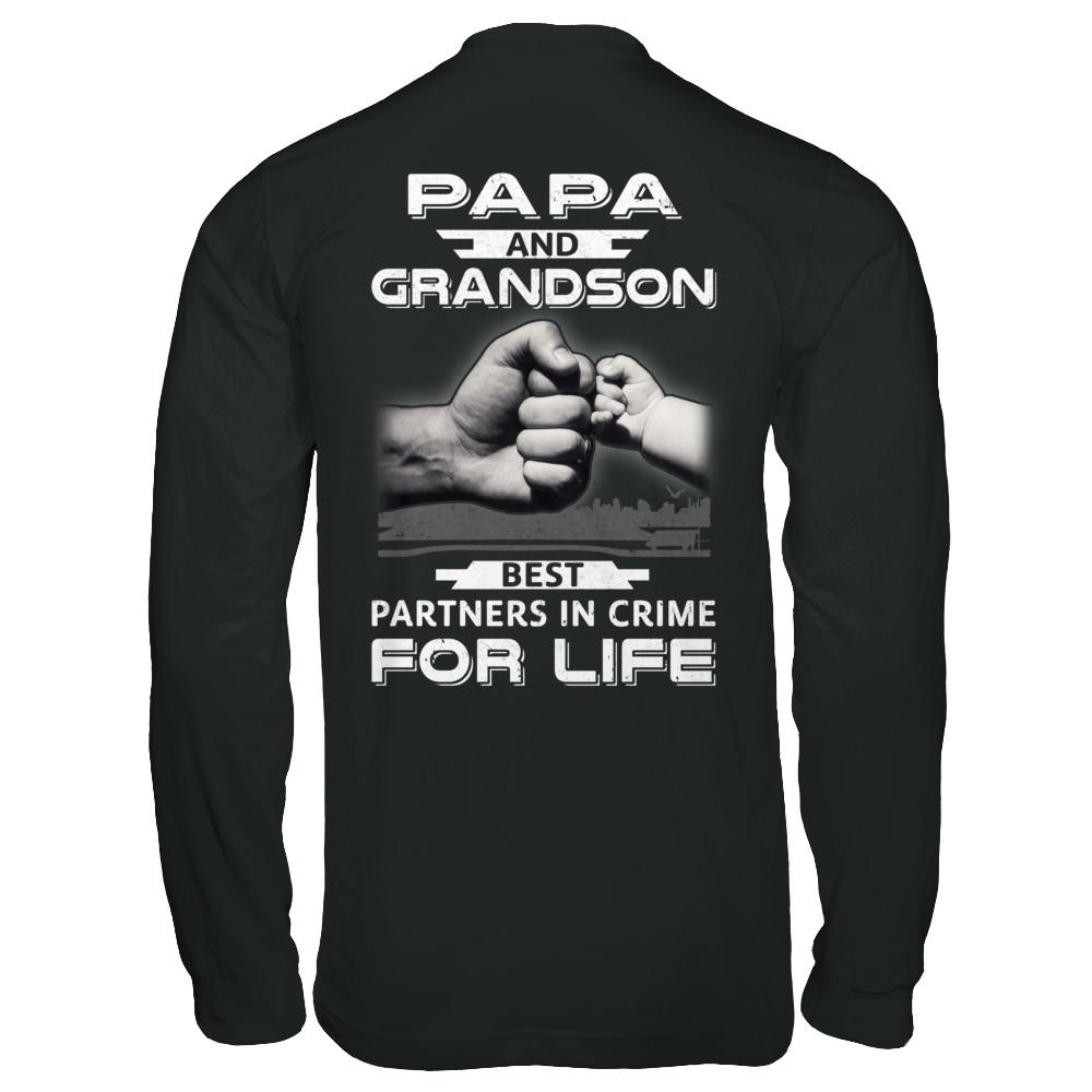 Papa And Grandson Best Partners In Crime For Life-T-Shirt & Hoodie-Long Sleeve T-Shirt-Black